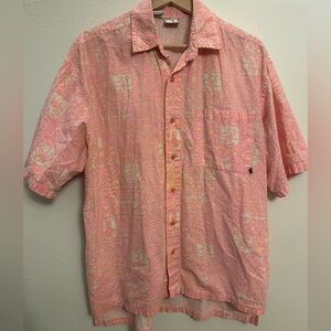 OP Men's Pink and Cream Button Down Shirt retro, vintage 1990’s‎ beach, surf M